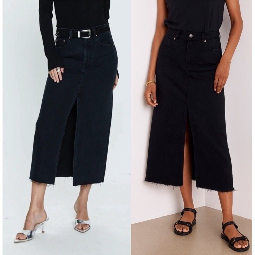 Pistola ALICE Los Angeles Black Denim Midi Skirt HIGH RISE SZ-26-NWT‎ Cotton (B6